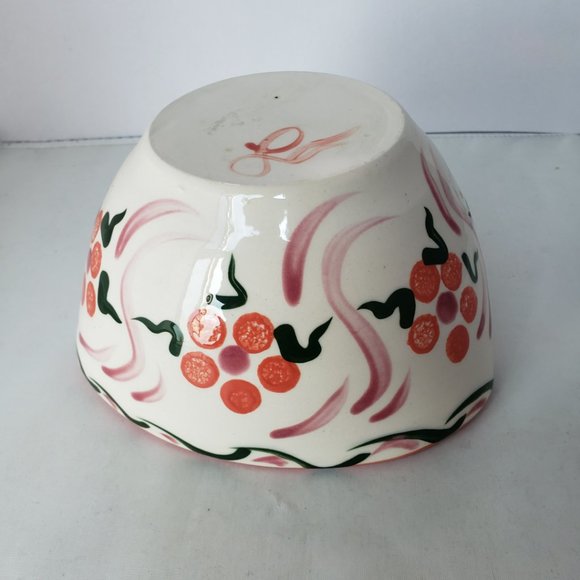NOS Ceramic Heart Shaped Bowl "L" Signature Ivory with Pink Green Purple - Picture 11 of 13